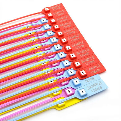 Black 380 mm Pull Tight Bar code Safety Flat Numbered Plastic Seal Tag for Bank